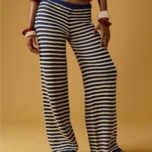 Missguided Blue and Cream Striped Wide Leg Pants